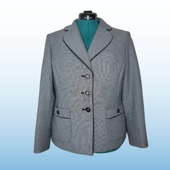 Vintage Grey Evan-Picone Suit Blazer, Size 14P - Picture 1 of 5